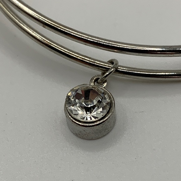 Silver-tone Bangle with Rhinestone Charm - Picture 3 of 5